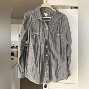 Old Navy Gray Casual Button Down Shirt with Point Collar